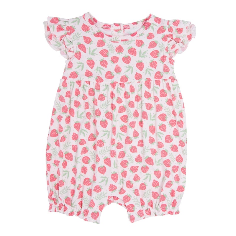 Ruffle Romper|Newborn|0-3 Months|3-6 Months|6-12 Months|12-18 Months|18-24 Months|Strawberry Basil