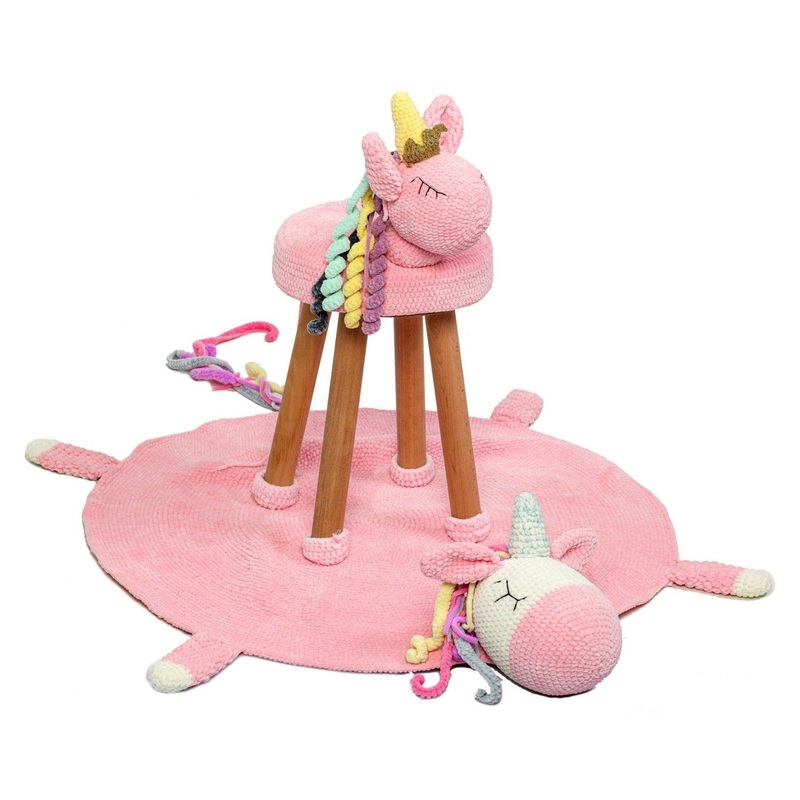 Unicorn Rug And Stool Set