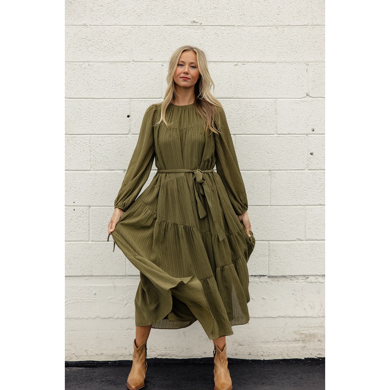 Cassandra Textured Tie Maxi|DarkOliveGreen|S|M|L|XL