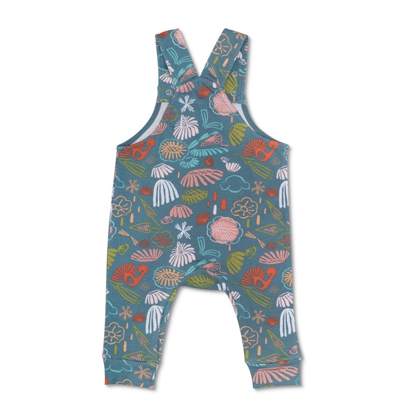 KEFE Overalls – Teal Flower Garden