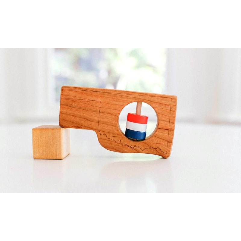 Oklahoma State Wooden Baby Rattle