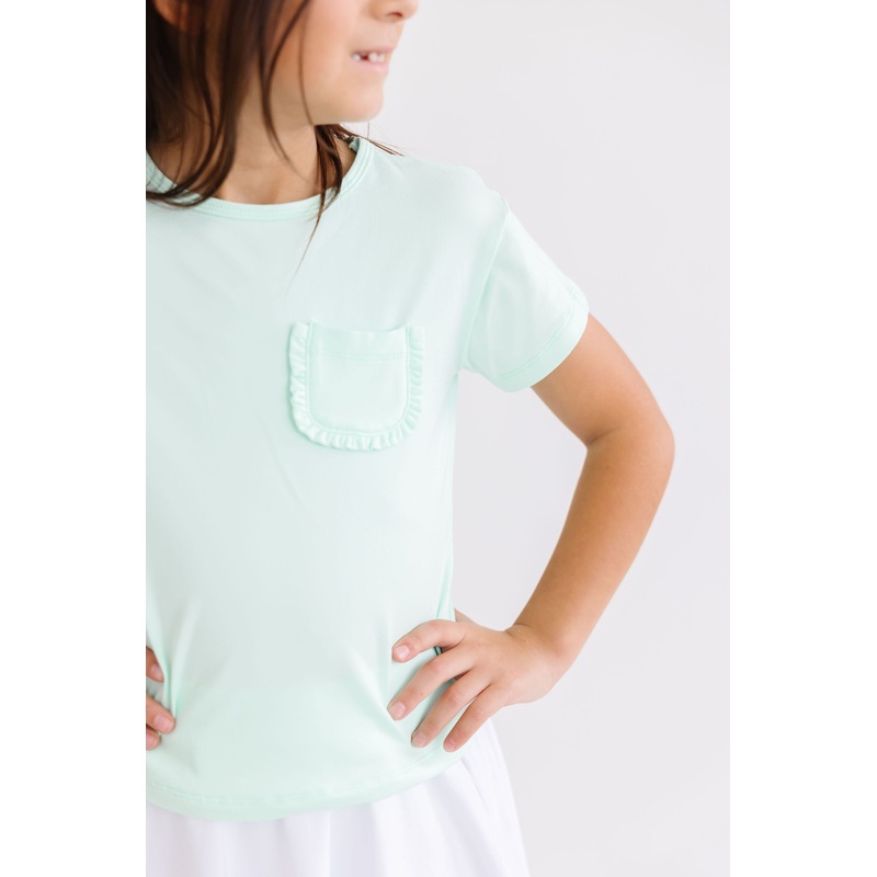 Pastel Green Ruffle Pocket Tee