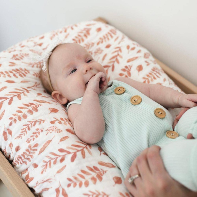 Pink Leaves Changing Pad Cover