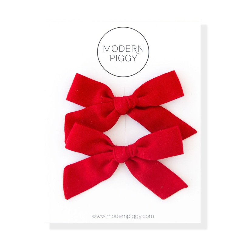Red | Pigtail Set – Hand-tied Bow