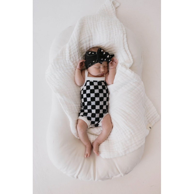 Terry Tank Bodysuit | Black & White Checkerboard