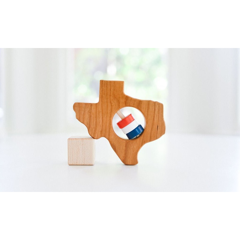 Texas State Wooden Baby Rattle