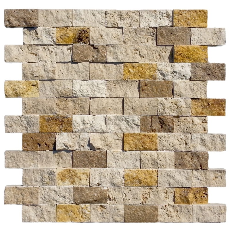 Travertine Beige Gold Noce Mixed Split Face Mosaic Floor and Wall Tile – Livfloors Collection