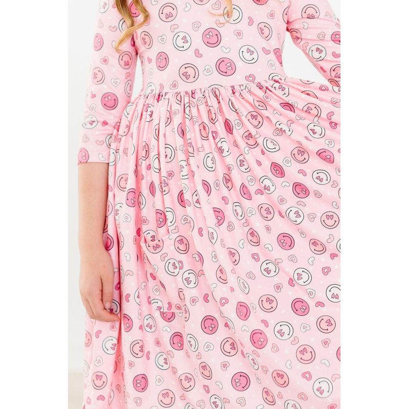 You Make Me Happy 3/4 Sleeve Pocket Twirl Dress