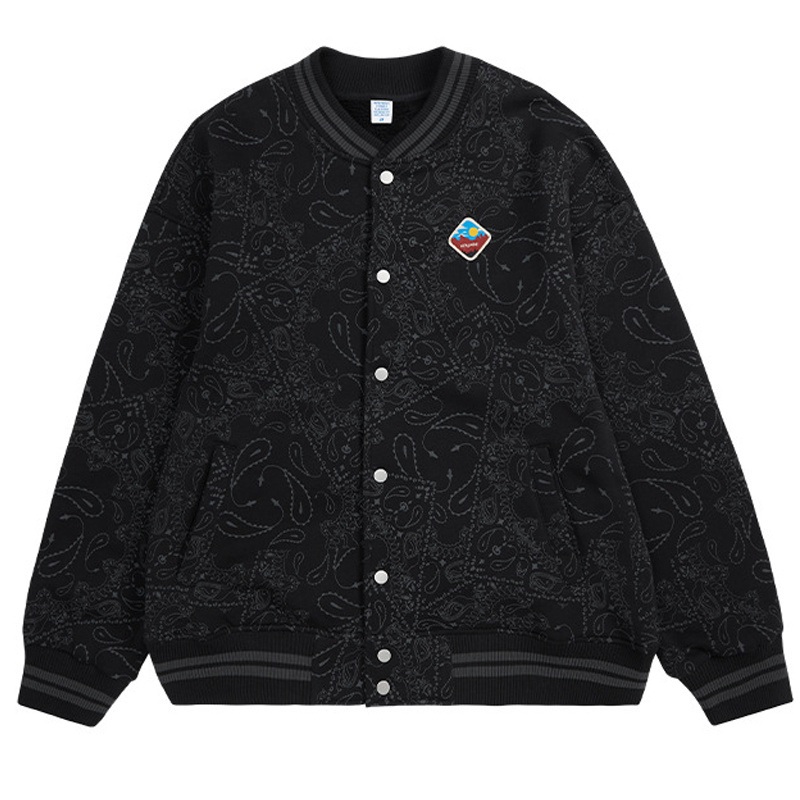 Heavy Weight 400GSM 37%Cotton 63%Polyester Luxury Quality Cashew Flower Baseball Coat for Men – Fitness Apparel and Jackets for Men 2022 price