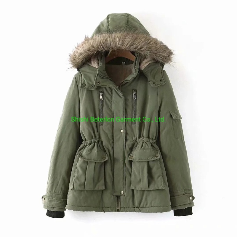 Lady Winter Washing Cotton Twill Warm Jacket with Faux-Fur Women Cotton Coat – Coat and Padding Jacket price
