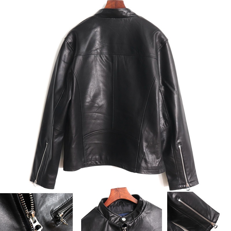 Real Scooter Jacket Motorcycle Leather Blazer Pigskin Bomber Cowhide Coat – Clothes and Clothing price