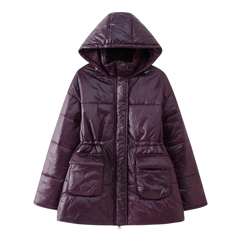 Stylish Solid-Color Hooded Cotton Down Coat with Zippered Pockets – Down Coat and Customized Coat price