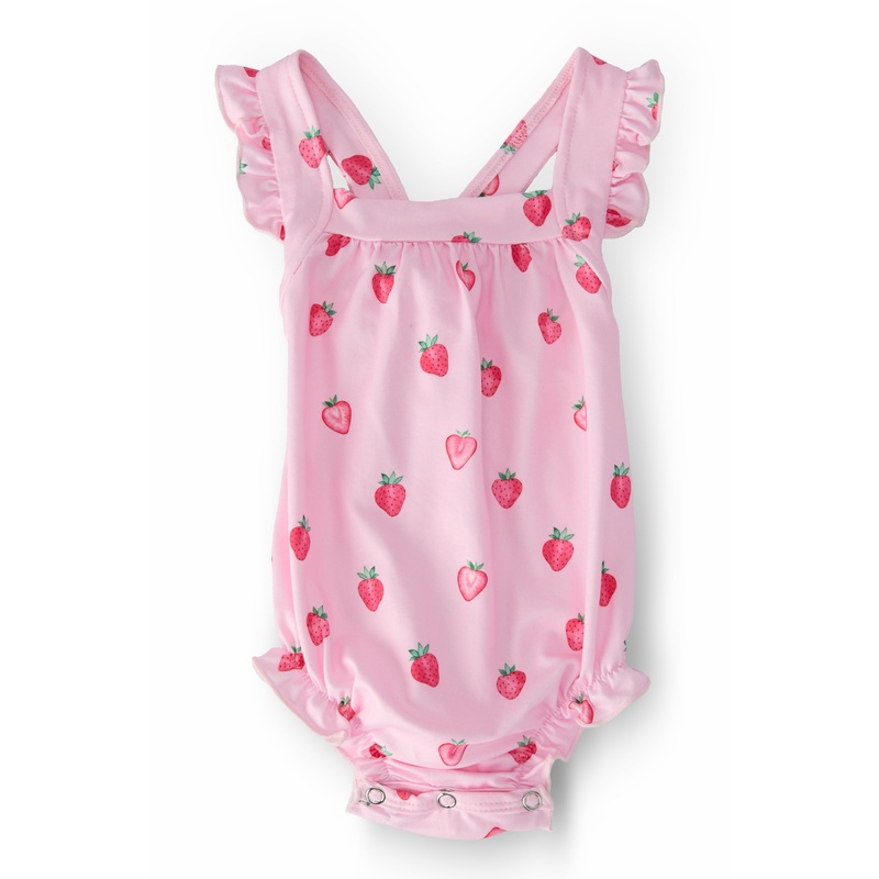 Sweet Strawberries Ruffle Cross Back Romper