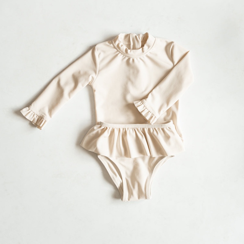 Two Piece SPF Ruffle Swim Set|3-6M|6-9M|9-12M|12-18M|18-24M|2-3T|Ecru