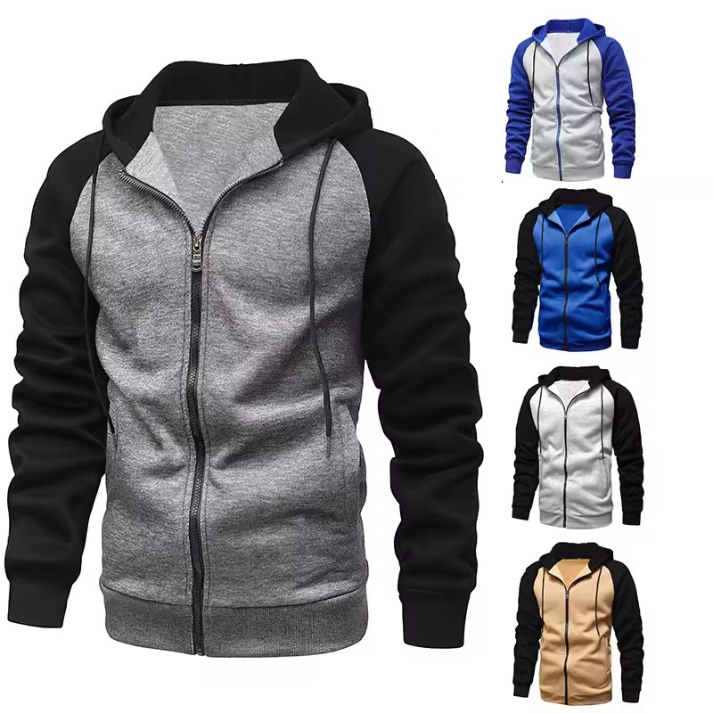220GSM Custom Casual 100% Polyester Autumn Color-Blocked Full Zipper Men Coat Jackets – Color-Blocked Full Zipper Jackets and 220GSM Casual Men Jackets price