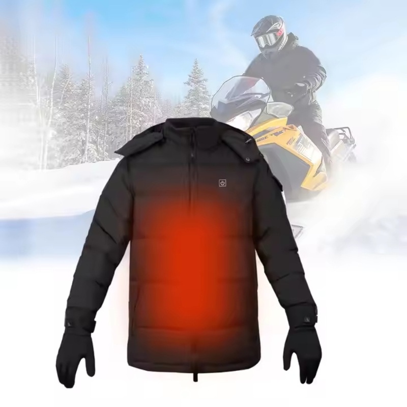 Smart New 7.4V Warm Heated Coat Rechargeable Battery Electric Safari Jacket 3 Temperature Control Zipper Solid Embossed Hooded – Jacket and Warm Jacket price