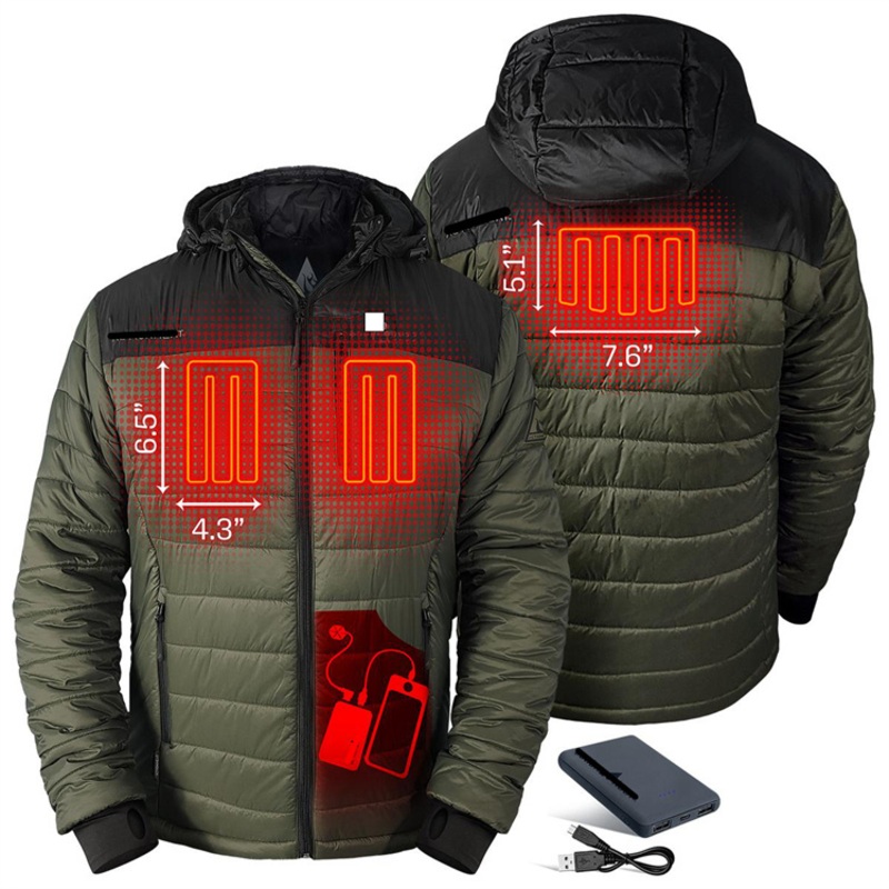 Winter Warm Insulated Outdoor Heated Puffer Jackets Hood – Heated Jacket and Winter Jackets price
