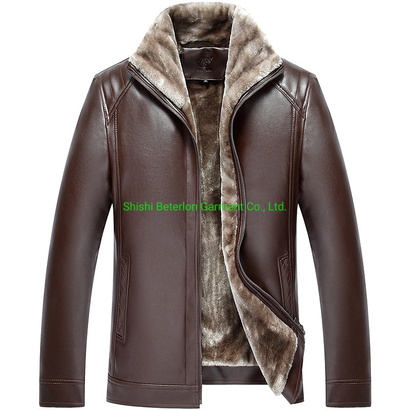 Best Quality Warm Winter Leather Man Jacket Rabbit Fur Lining Fur Collar PU Coat – Leather Jacket and Leather Coat price