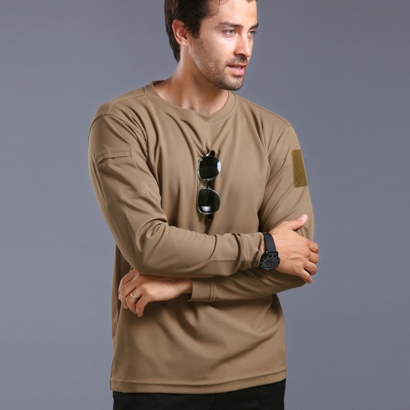 Camouflage Long Sleeve Men Round Neck Quick Drying Base Outdoor Training Work Sympathetic to Foreign Tactical T-Shirt – Tactical T Shirt and Tactical Clothes price