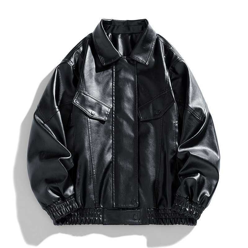 Comfortable Solid Color Cool Fashion Casual Style Lapel Men Quality Leather Jacket – Men Quality Leather Jacket and Cool Fashion Casual Jacket price