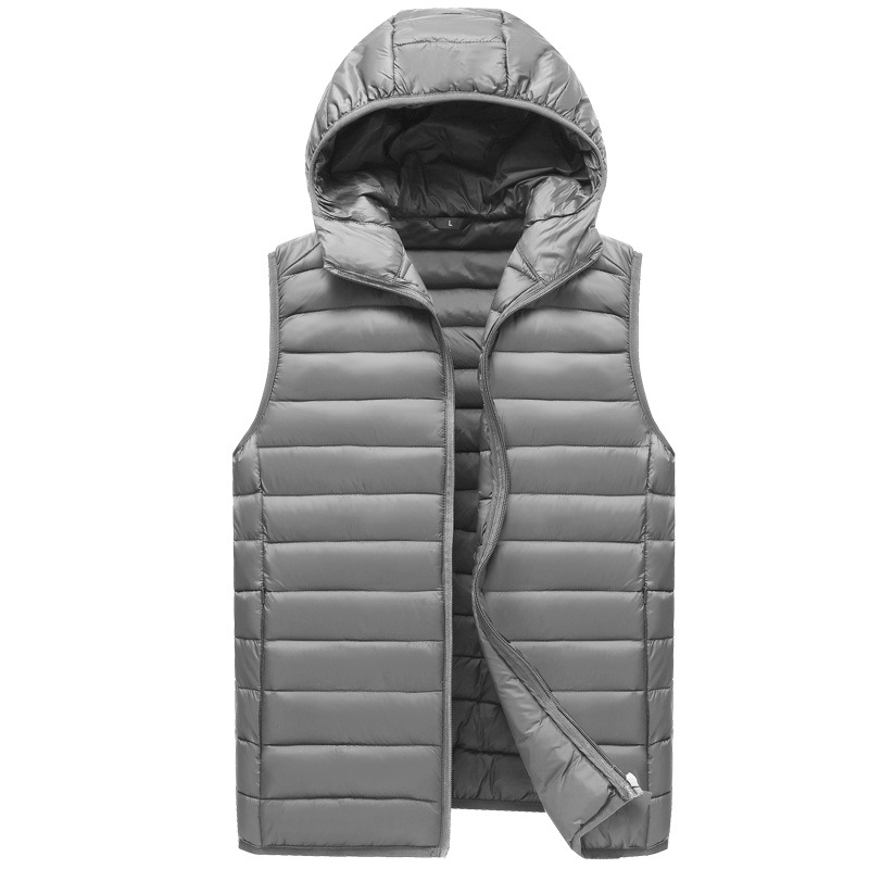 Custom Grey and Navy Blue Puffer Water Proof Down Vest with Hood – Down Vest and Vest with Hood price