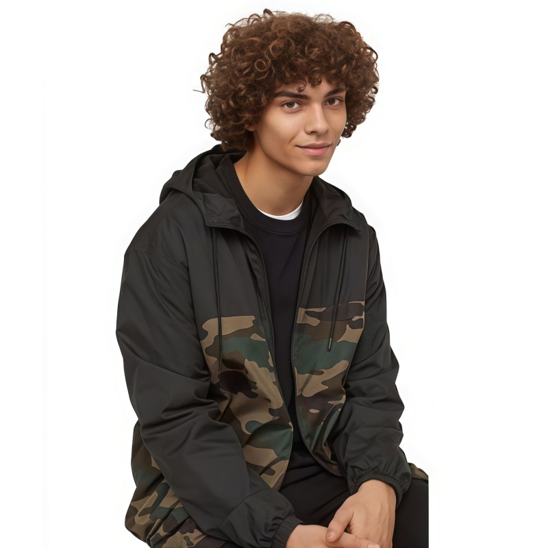 Mens Camouflage Sports Mesh Loose Breathable Patchwork Color Varsity Jacket Outerwear – Jacket and Mens Jackets price