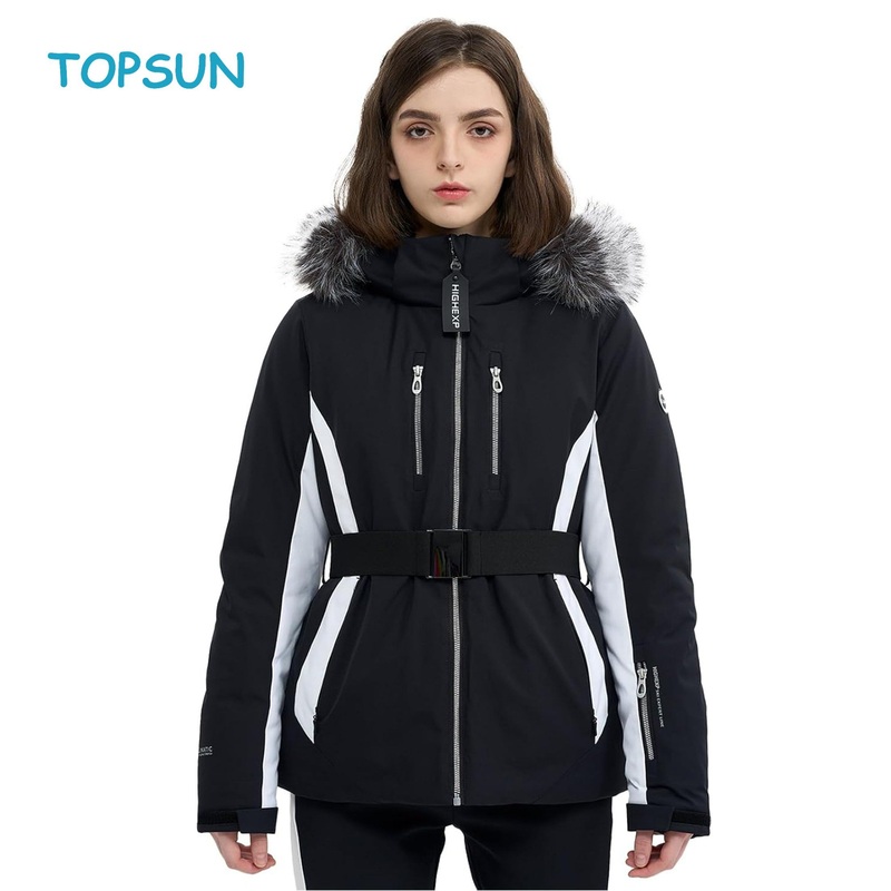 Women Ski Jacket Snowboard Fitted Slim Fit Short Snow Coat Belted Mountain Waterproof Insulated Warm Winter – Women Ski Jacket and Sport Jacket price