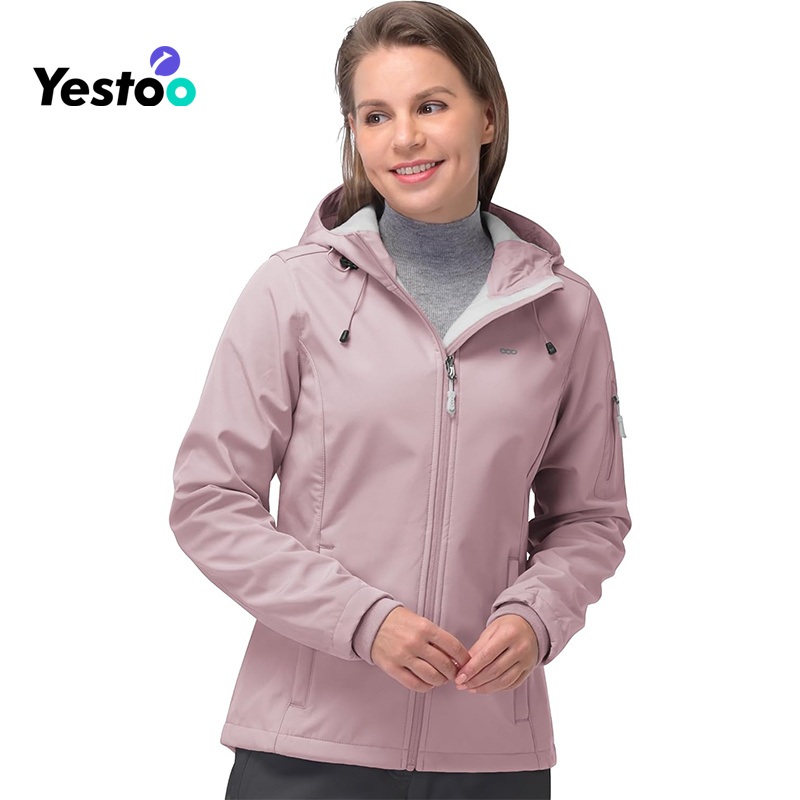 Womens Softshell Jacket, Fleece Lined Warm Jacket Light Hooded Windproof Coat for Outdoor Hiking – Womens Softshell Jacket and Womens Windproof Jacket price