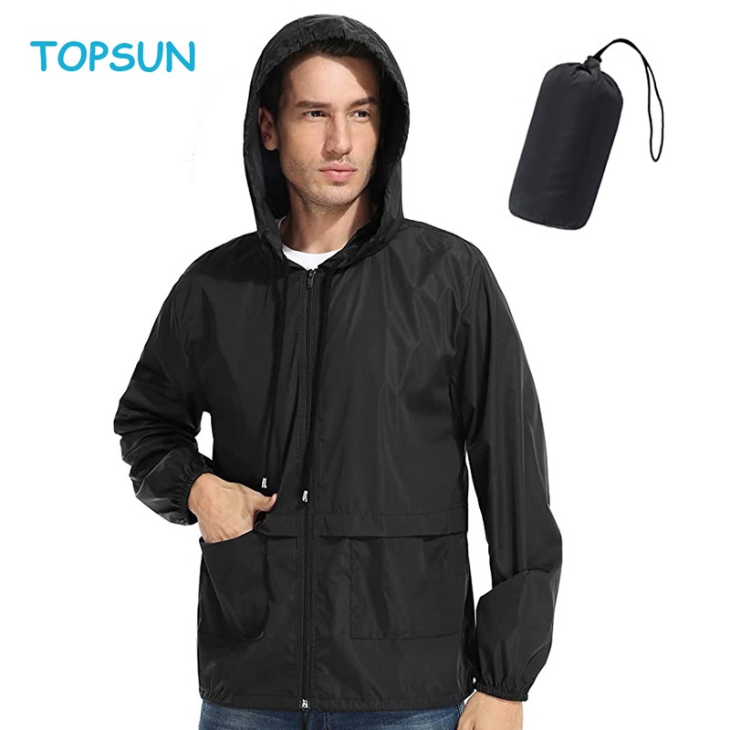 Mens Rain Jacket Windbreaker Waterproof Lightweight Packable Hooded Zippered Outdoor Raincoat – Rain Coat and Rain Jacket price