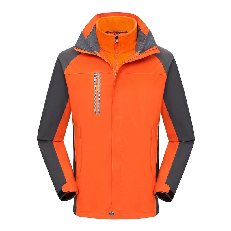 Ss-1918-2#Orange and Gray Color-Blocked Polar Fleece Three-in-One Hooded Jacket – Outdoor Product and Jackets price