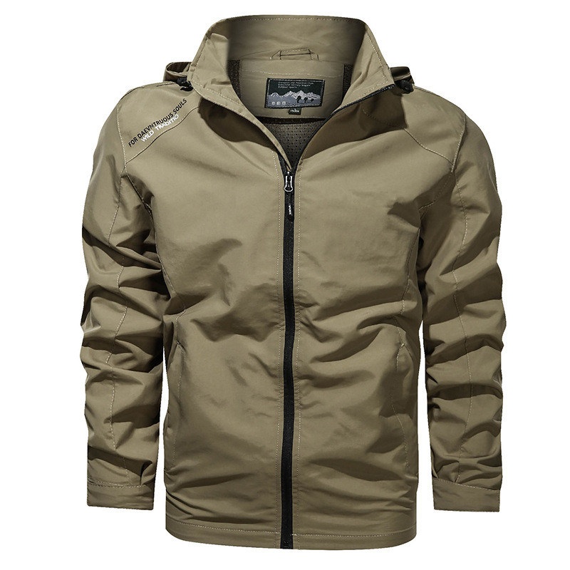 Zip up Hooded Waterproof Nylon Kahki Windbreaker Jacket Wholesale Cheap Outdoor Windbreaker – Garment and Outerwear price