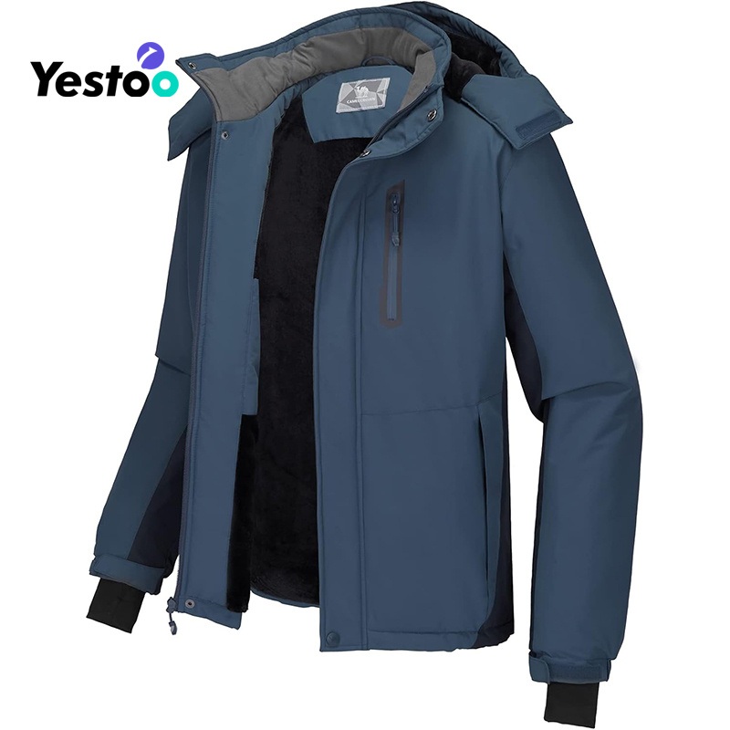 Mens Waterproof Ski Jacket Windproof Thermal Lined Removable Hood – Ski Jacket and Men Waterproof price