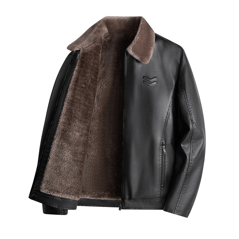 Plush Quality Lapel Autumn Winter Men Thickened Warm Leather Jacket – Men Leather Jacket and Plush Thickened Warm Jacket price