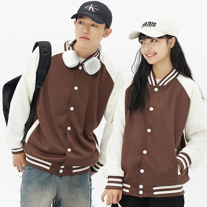 310g Silk and Cotton Fashion Thin Striped Patchwork Color Contrast Buckle Baseball Jacket – Jackets and Baseball Jacket price