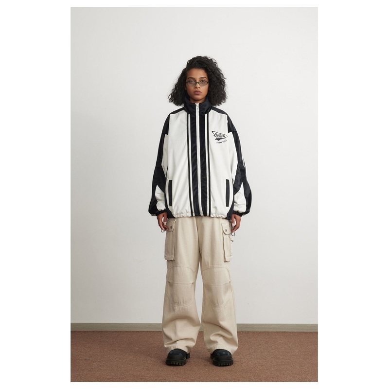 Fashion Black and White Splicing Jackets Coats New Mens Windbreaker Bomber Jacket – Women Jacket and Sport Jacket for Men price