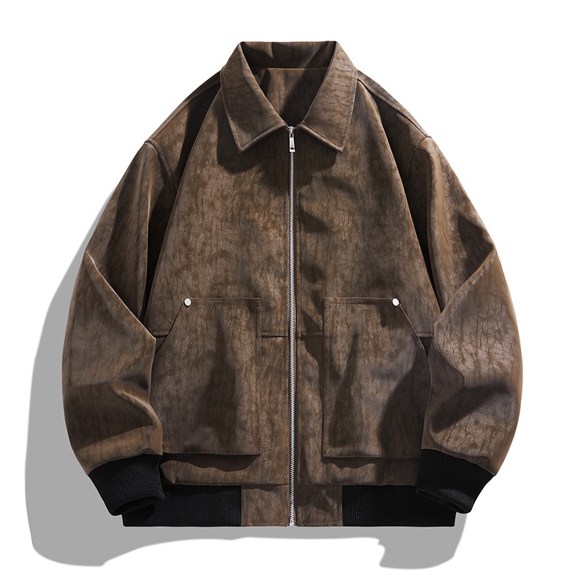 Fashion Casual Style Wind-Resistant Zipper Comfortable Lapel Quality Men Leather Jacket – Men Leather Jacket and Fashion Casual Style Outwear price