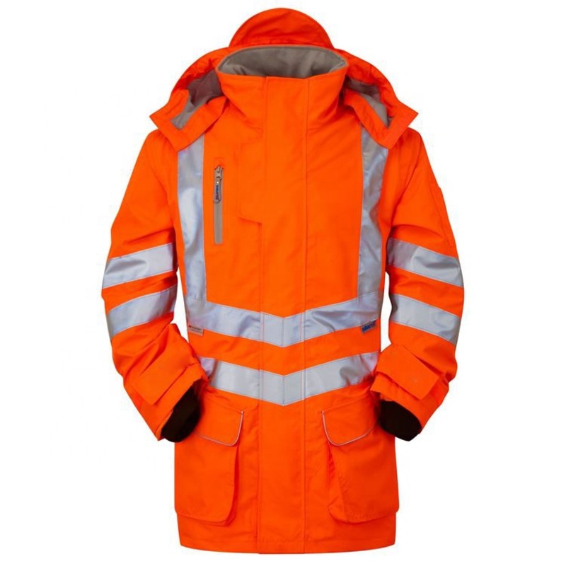 High Reflective Tape Orange Winter Standup Collar Parka Safety Jacket – Softshell Jacket and Waterproof Jacket price