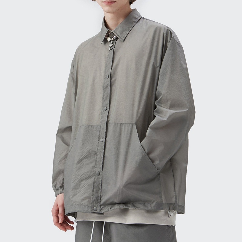 Spring Style Luxury Quality 120GSM 100%Nylon Loose Fit Solid Color Light Coat with Pockets for Men – Nylon Jacket and Streetwear Jackets price