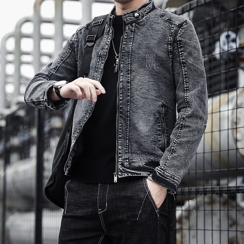 Stand Collar Zipper Fashion Casual Style High Quality Wind-Resistant Men Denim Jacket – Men Denim Jacket and Fashion Casual Denim Jacket price