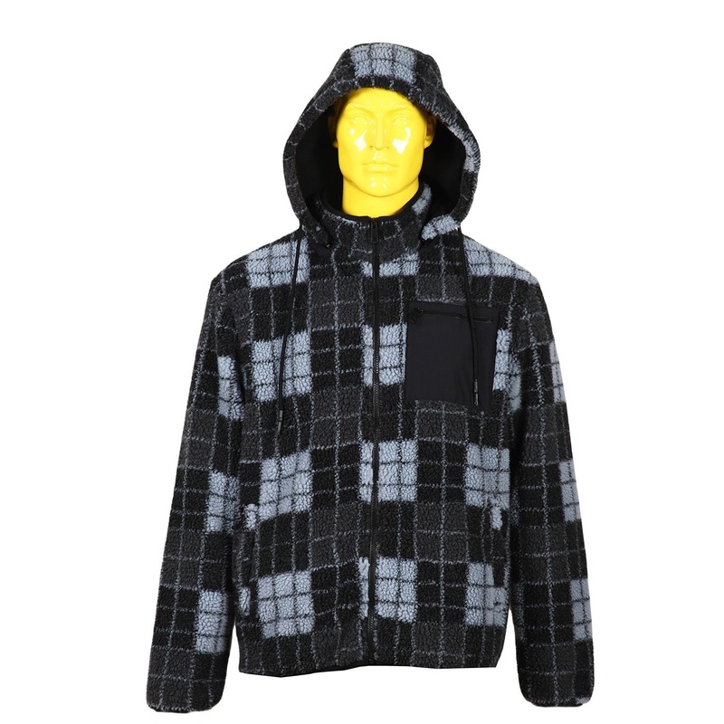 Asiapo China Factory Sherpa Stree Hooded Mens Jacket Winter Spliced with Zipper – Spliced Sherpa Stree Hooded Mens Jacket price