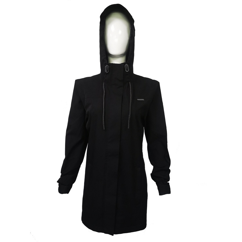 Women Slim Waist Black Long Outdoor Softshell Jacket Windbreaker Watarproof Rain Wear with Hood Lady Coat – Waterproof Jacket Softshell and Winter Jacket Softshell price