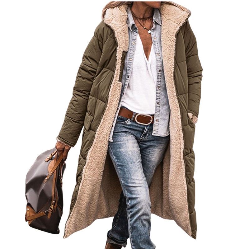 2024 European and American Solid Color Hooded Cotton Jacket Long Sleeve Double-Sided Wear Slim Fit Eight Colors Five Sizes Thickened Jacket – Down Jacket and Winter Duck Down Jacket price