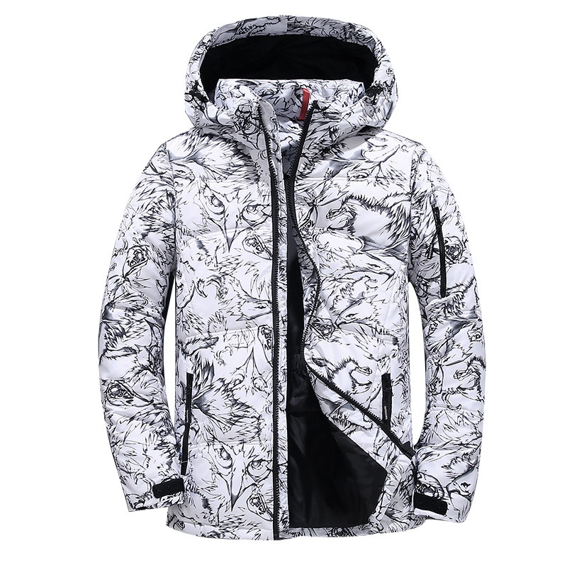 Full Printed Hooded Down Jacket Winter Mens Puffer Jacket Ultralight Mens Down Winterbreaker Duck Down Coat – Puffer Jacket and Womens Down Jacket price