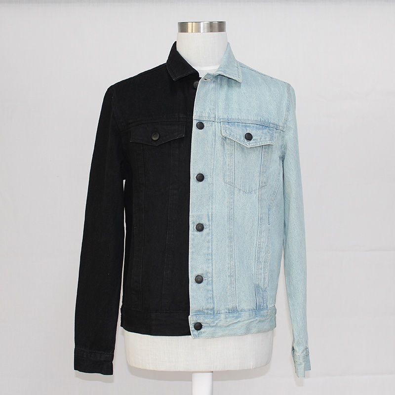Mens Fashion Cool Contrast Color Spring/Autumn Denim Cotton Hybrid Casual Trucker Jacket – Denim Jacket and Contrast Jacket price