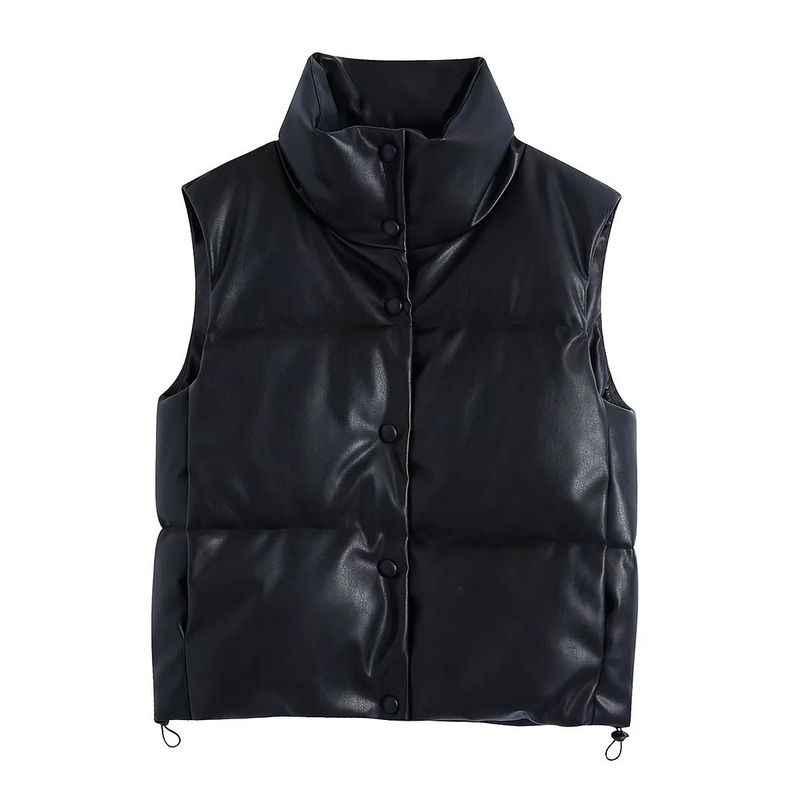 Women Windbrekaer Wear Black Puffy Ski Unisex Padded Cotton PU Leather Vest – Bike Wear and Outdoor Clothing price