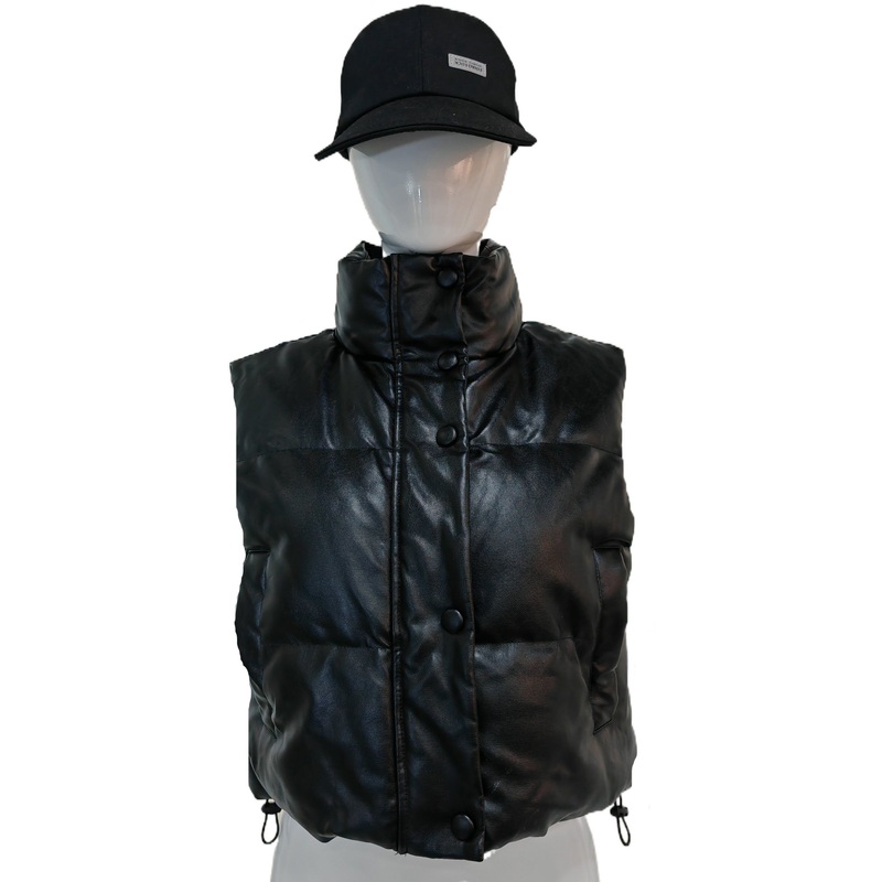 Womens Autumn Winter Elegant Vests Buttom Fashion Stand Collar Coat Outer Wear for Ladies in Black – Stand Collar Coat and Elegant Vests price