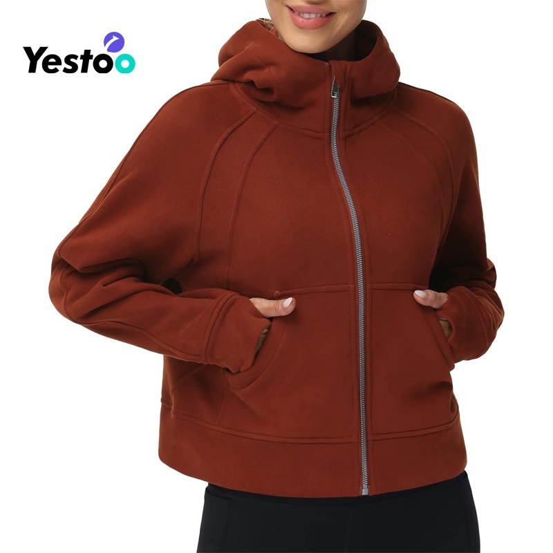 Womens Full-Zip up Hoodies Jacket Fleece Workout Crop Tops Sweatshirts with Pockets Thumb Hole – Womens Jacket and Womens Sport Jacket price