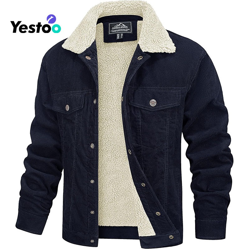 Mens Corduroy Jacket Sherpa Lined Trucker Jackets Cotton Turn-Down Collar Warm Winter Jacket Casual Coat 5 Pockets – Mens Corduroy Shacket and Mens Stylish Long Sleeve Shirt price