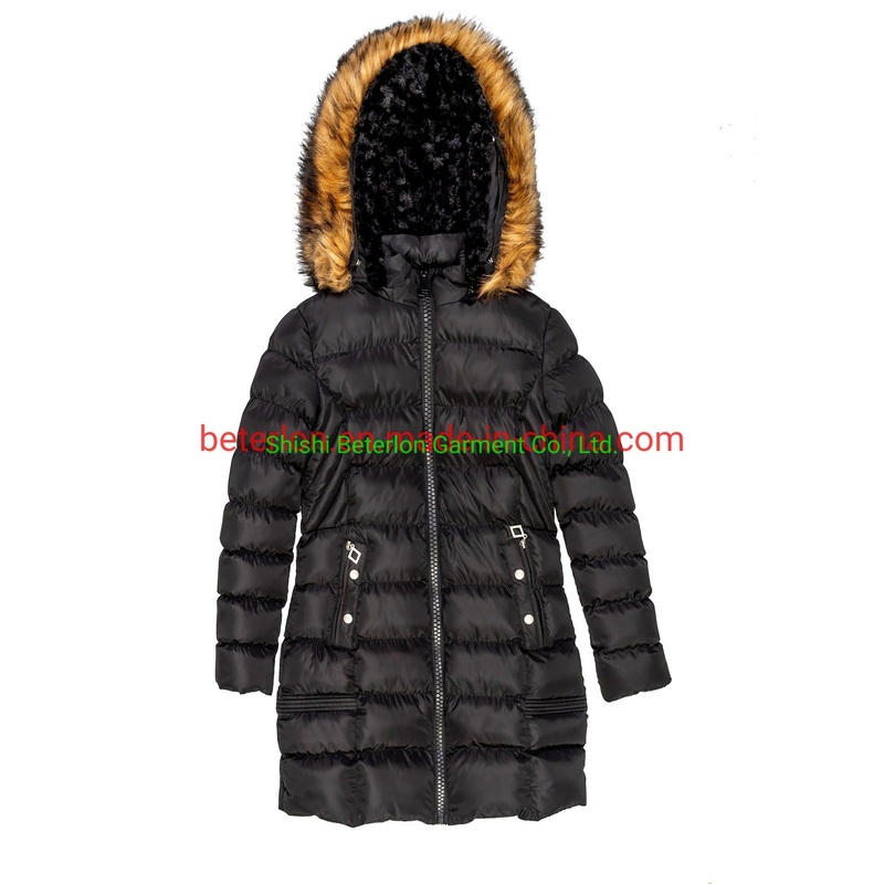 Women Black Winter Long Coat Outwear Outdoor Quilted Padded Coat with Faux-Fur – Ladies Coat and Long Coat price