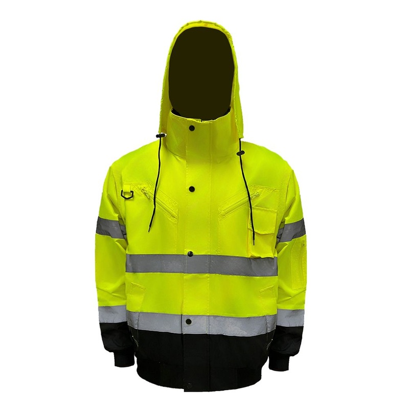 300d Oxford Hi – Vis Rain Jacket Waterproof Wear Resistant for Winter Work – Warm Safety Workwear and Three-Layer Coat price